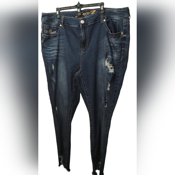 Plus Size Seven7 Ripped Ankle Skinny Jeans - Picture 2 of 14
